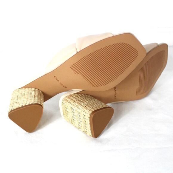 Lisa Vicky Impress-V Nude Sheep Nappa Block Heel Sandal Size 9M Slide NIB - Picture 5 of 6